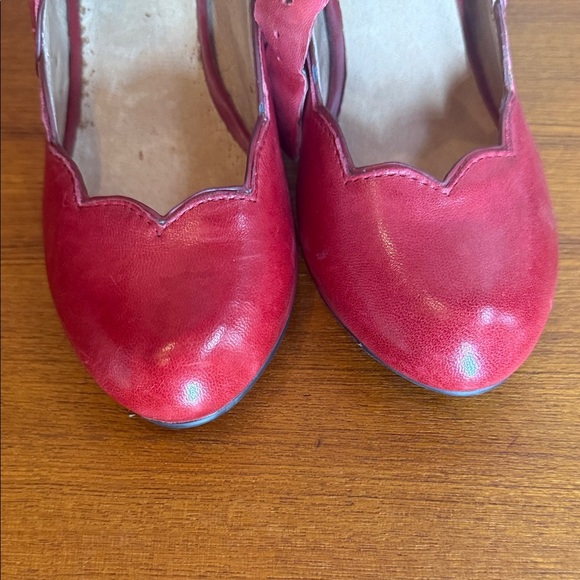 Miz Mooz Red Heeled Boots with Scalloped Design - Picture 9 of 11